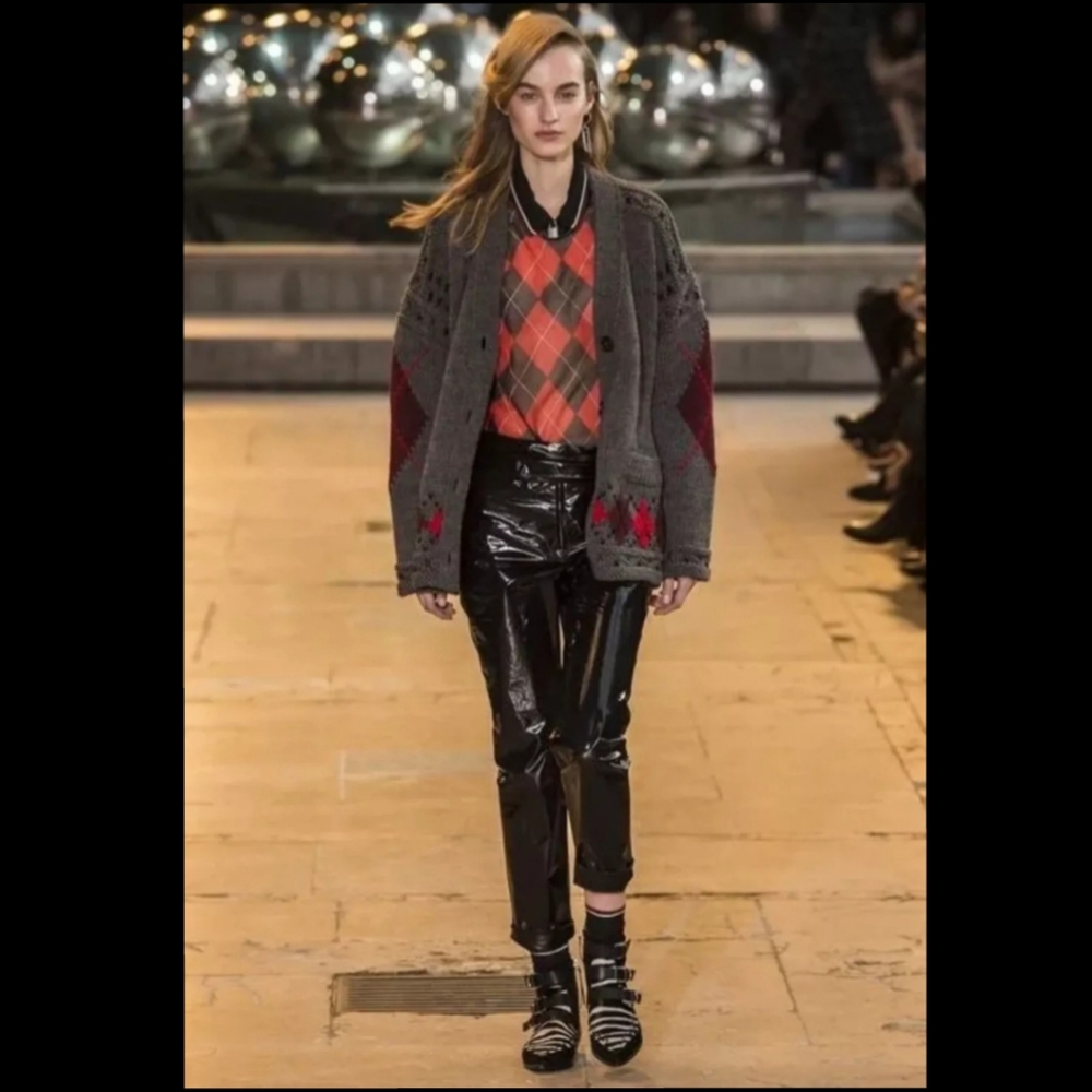 $760 NWT ISABEL MARANT RUNWAY VINYL BLACK PATENT PANTS FR34